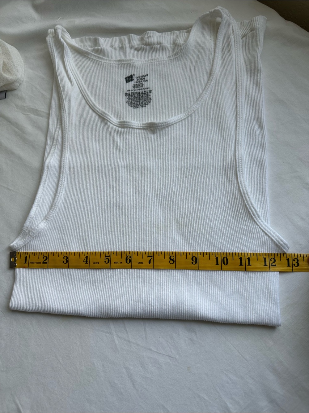 Hanes White Ribbed Tank Top Undershirt - Men's XL - Picture 3 of 4